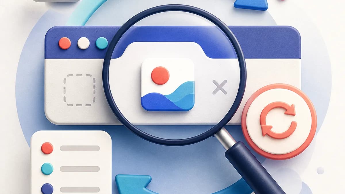 Magnifier inspecting the different layers of favicon loading